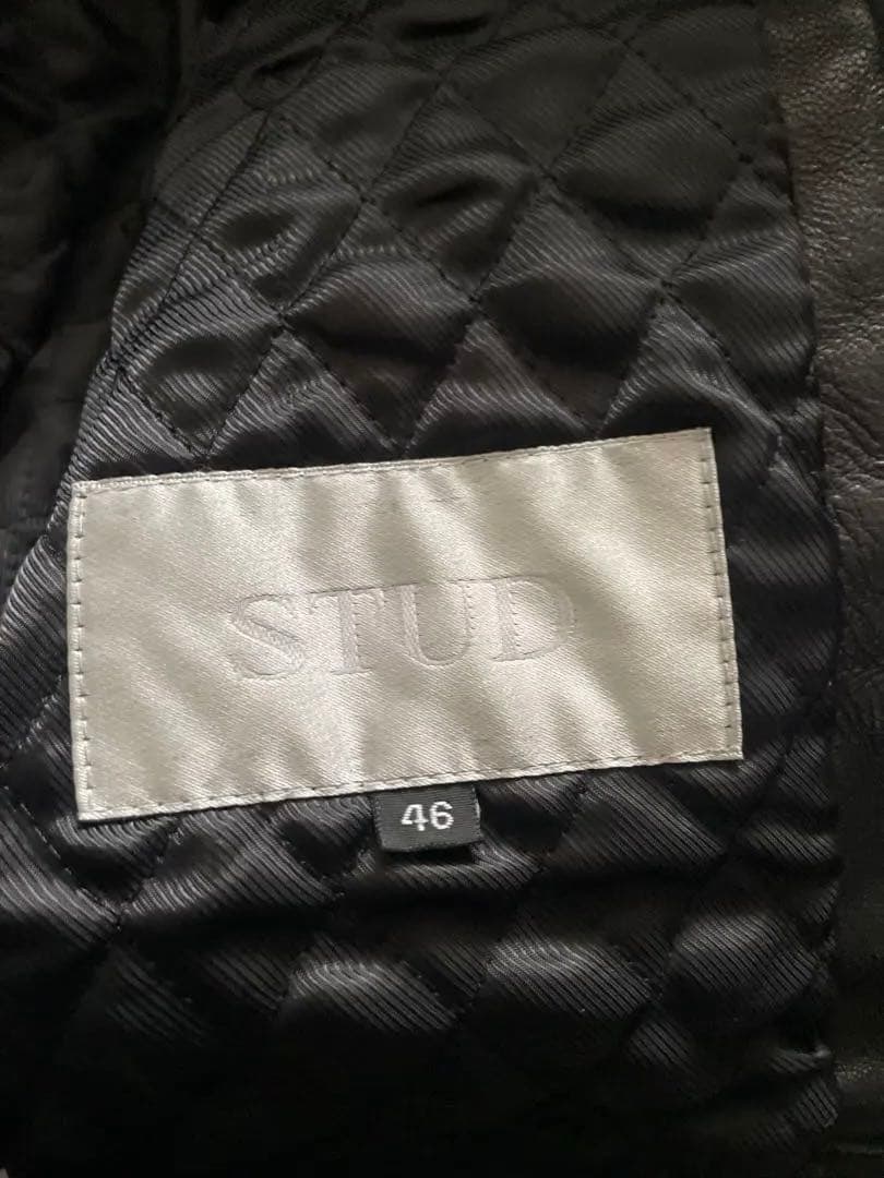 Stud homme L字-ZIP レザー ジャケット ブルゾン ライダース