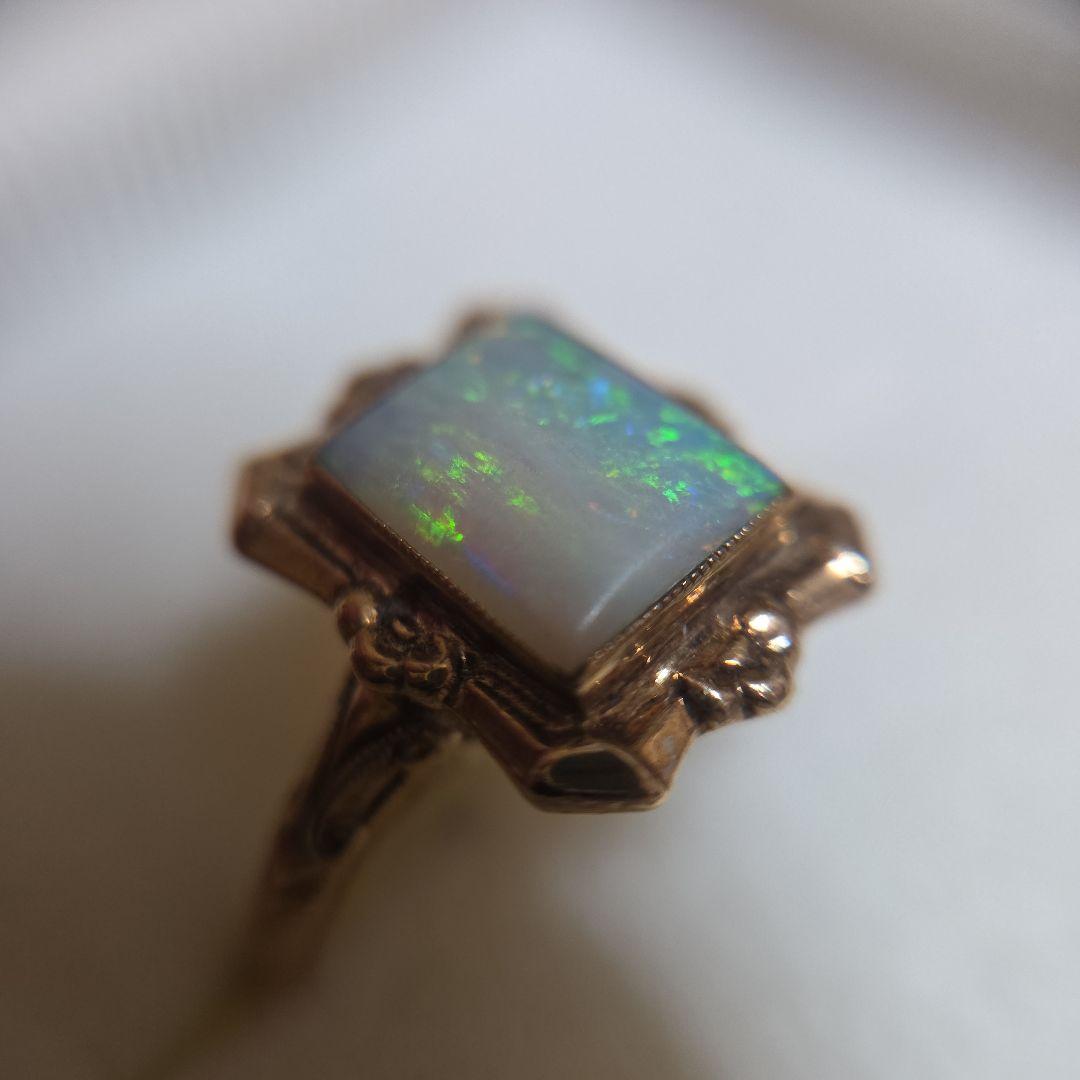 ヴィンテージ品 K10YG オパール スクエア リング