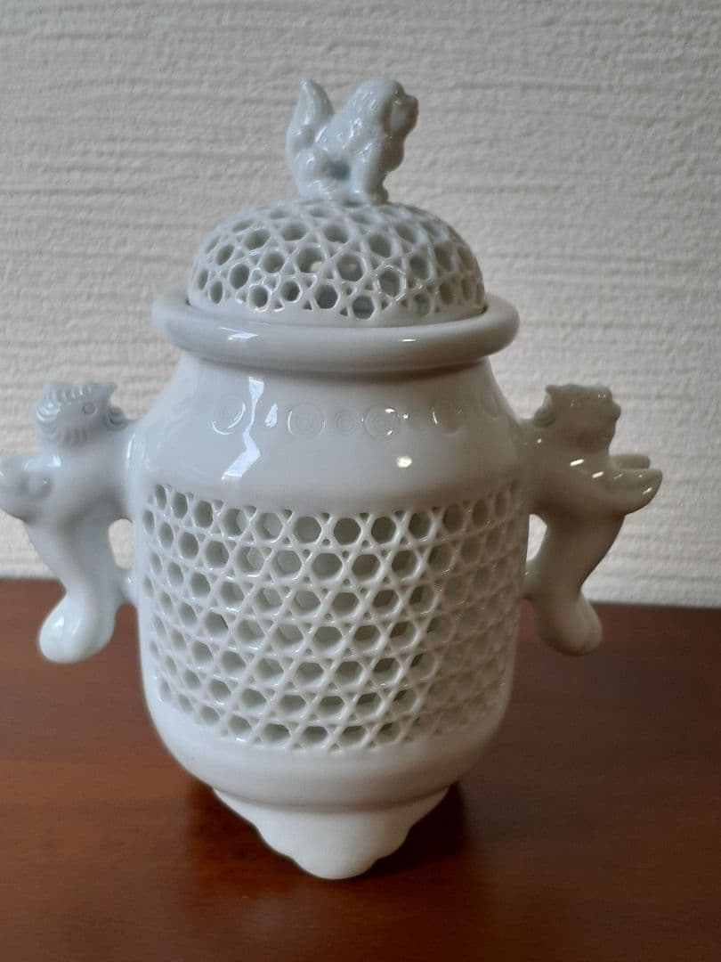 十五代　中里茂右衛門　鳳凰耳籠目透細長　香炉