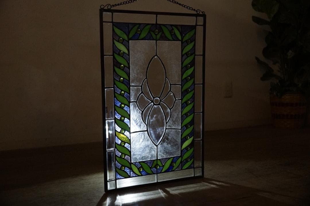 西洋アンティーク　大　ステンドグラス　縦54cm×横35cm　 アートパネル