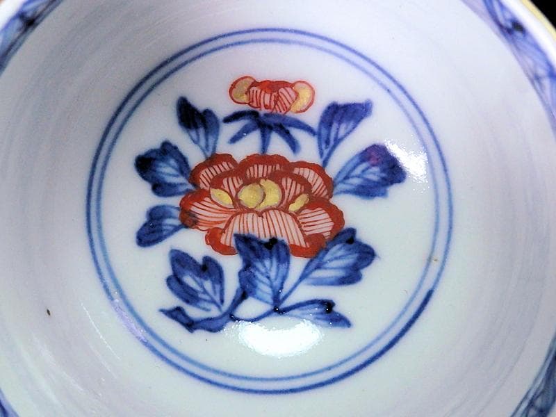 大聖寺伊万里　色絵　鶴に龍の図　向付　猪口　２客　D933AS-CPd