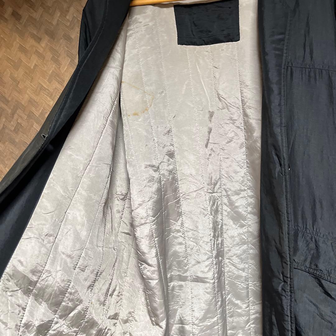 90s ヴィンテージ ナイロン中綿 ロングコート 黒