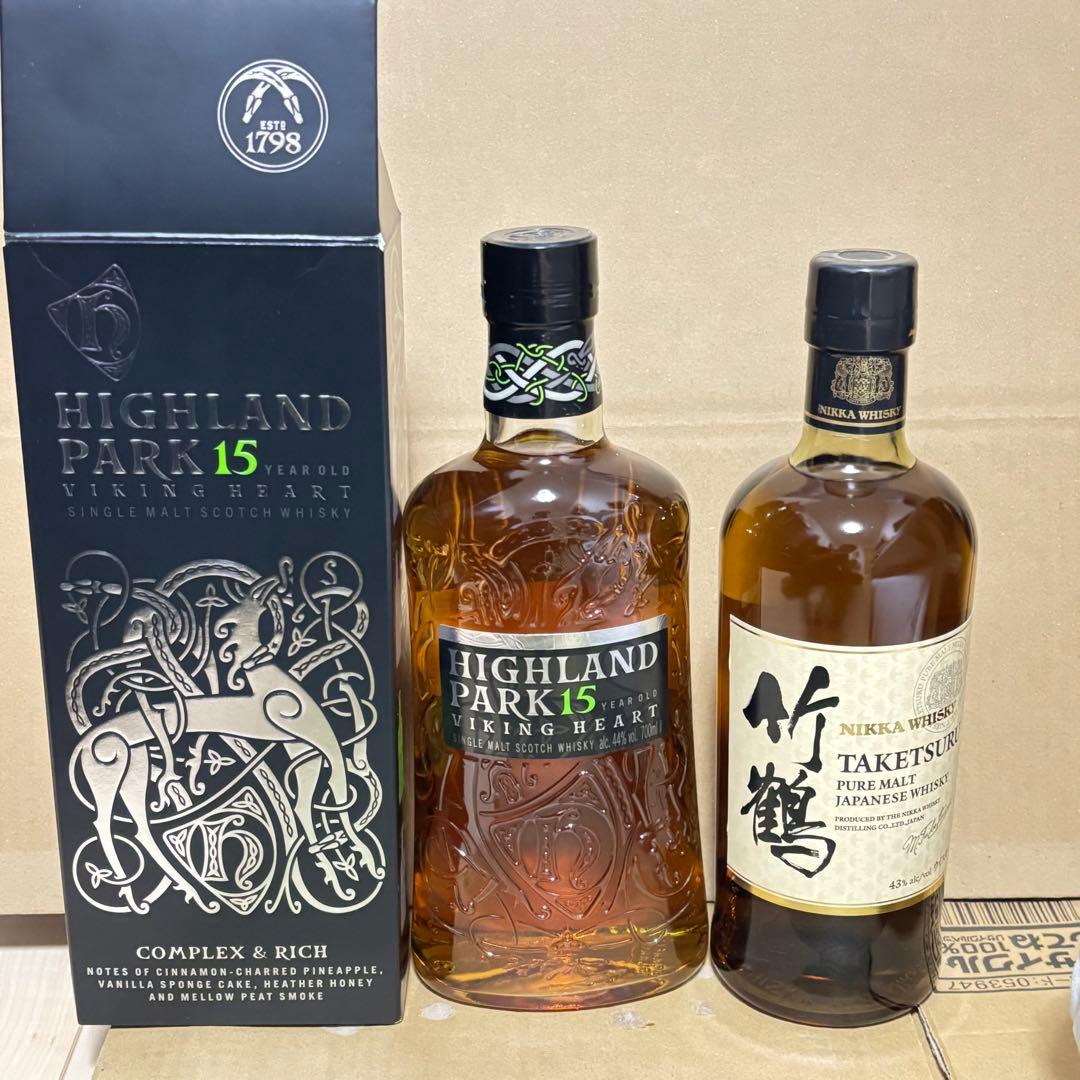 ハイランド15年ウイスキー、竹鶴ウイスキーまとめ売り