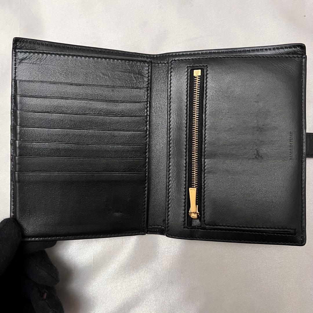 ◇美品◇セリーヌ　ストラップウォレット　二つ折り財布　ブラック　レザー