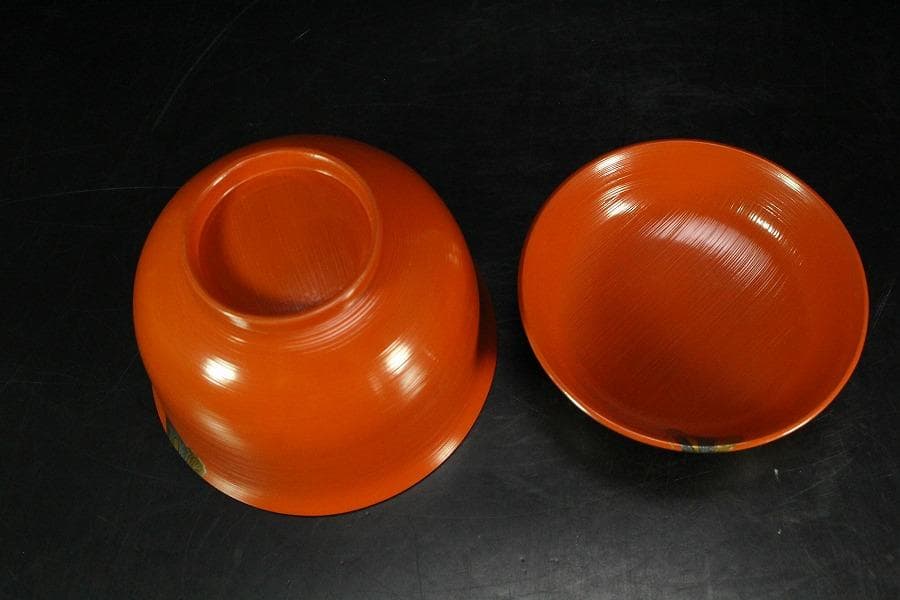 京都 象彦 造 群蝶蒔絵 朱刷毛目 小吸物椀 五客 共箱 美品(K-XA804)