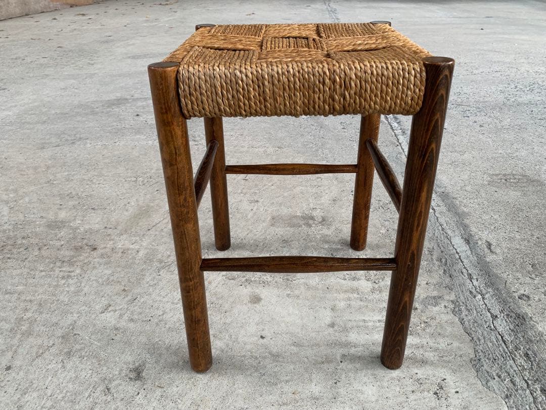 アンティーク ラッシュ スツール 縄編み チェア 民芸家具 椅子 No.6