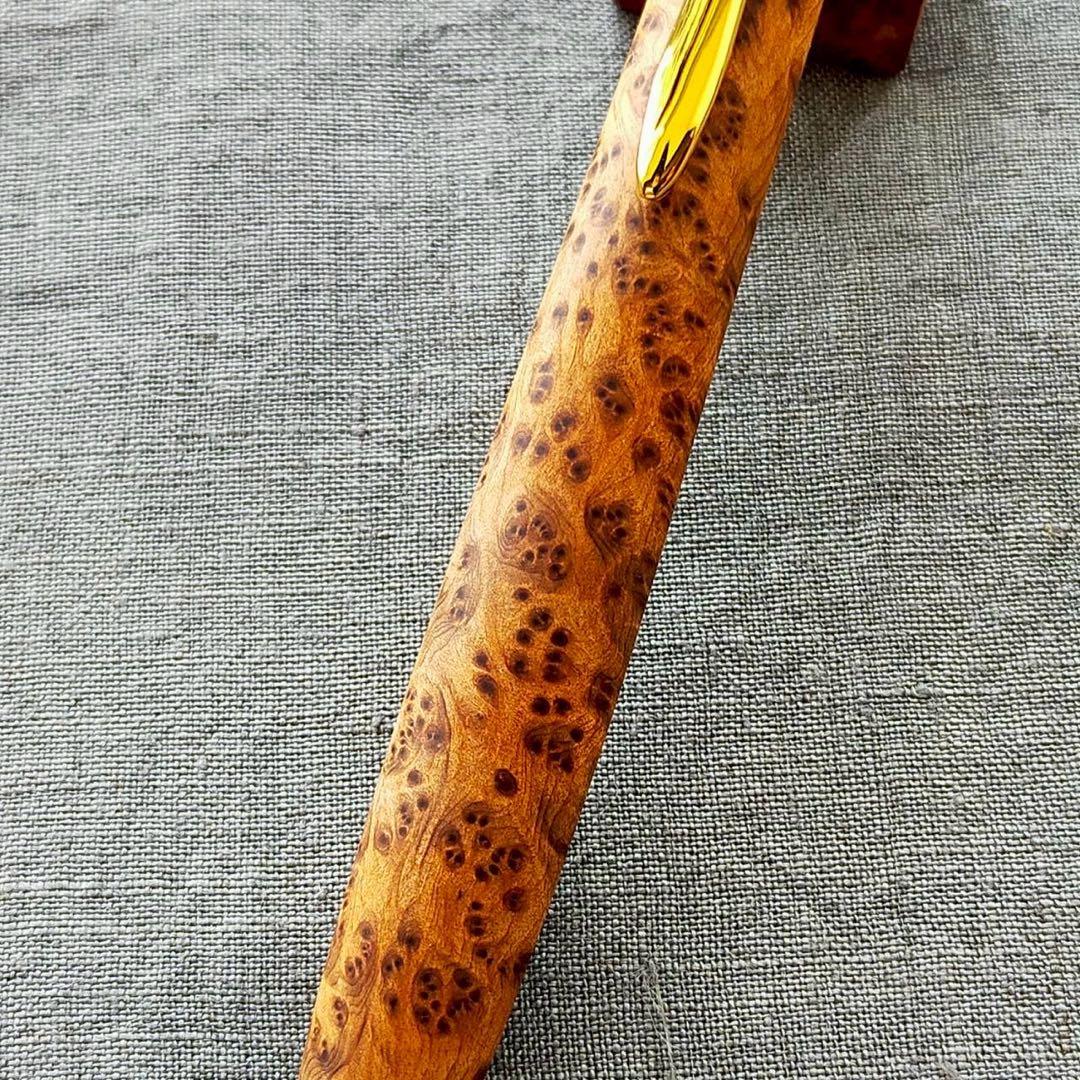 極上　台湾紅檜瘤　ハンドメイド　木軸シャープペン　0.5mm　ゴールド　超希少