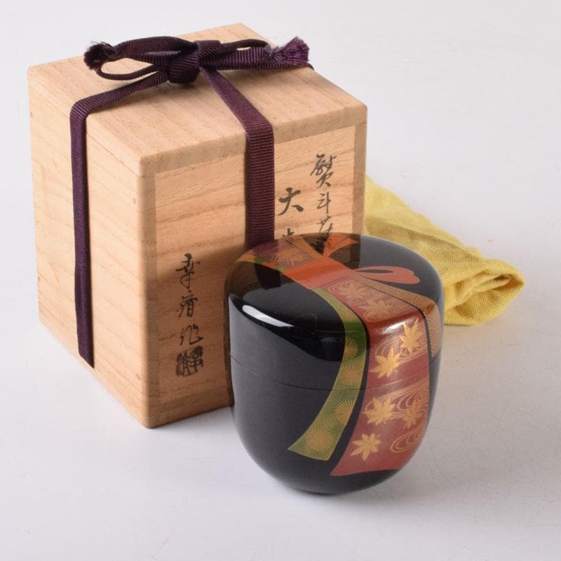 茶道具　山中塗　竹内幸斎作　熨斗蒔絵　大棗　共箱　V　7212