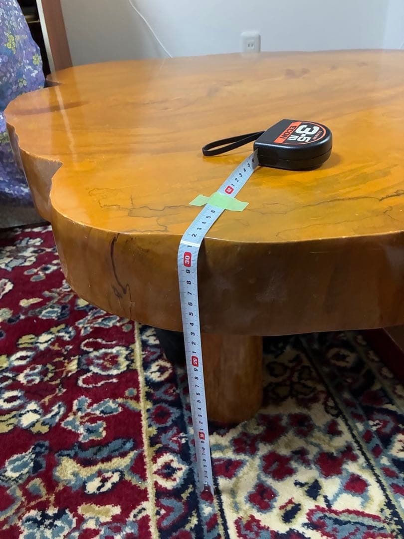 花びら型 木製座卓 輪切り机　座卓　ローテーブル　丸太机