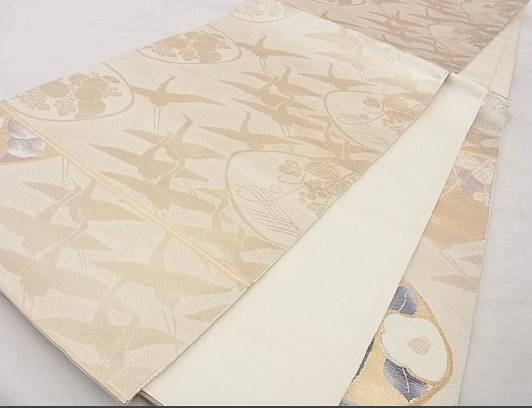 振袖フルセット6点サイズM〜Ｌ駒刺繍　流水鴛鴦花文　金彩　正絹