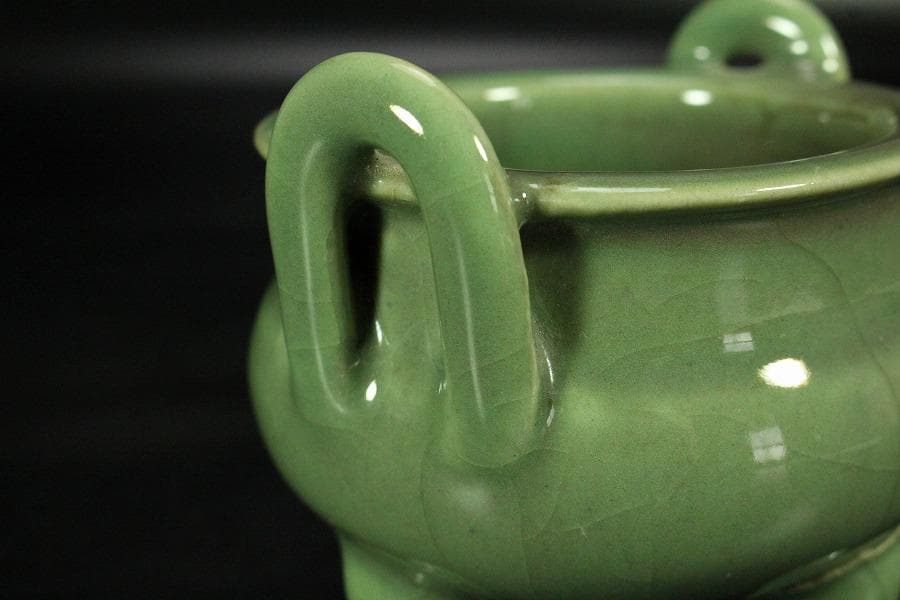 中国美術 天龍寺 青磁 三足 香炉 古美術(K-YC529)