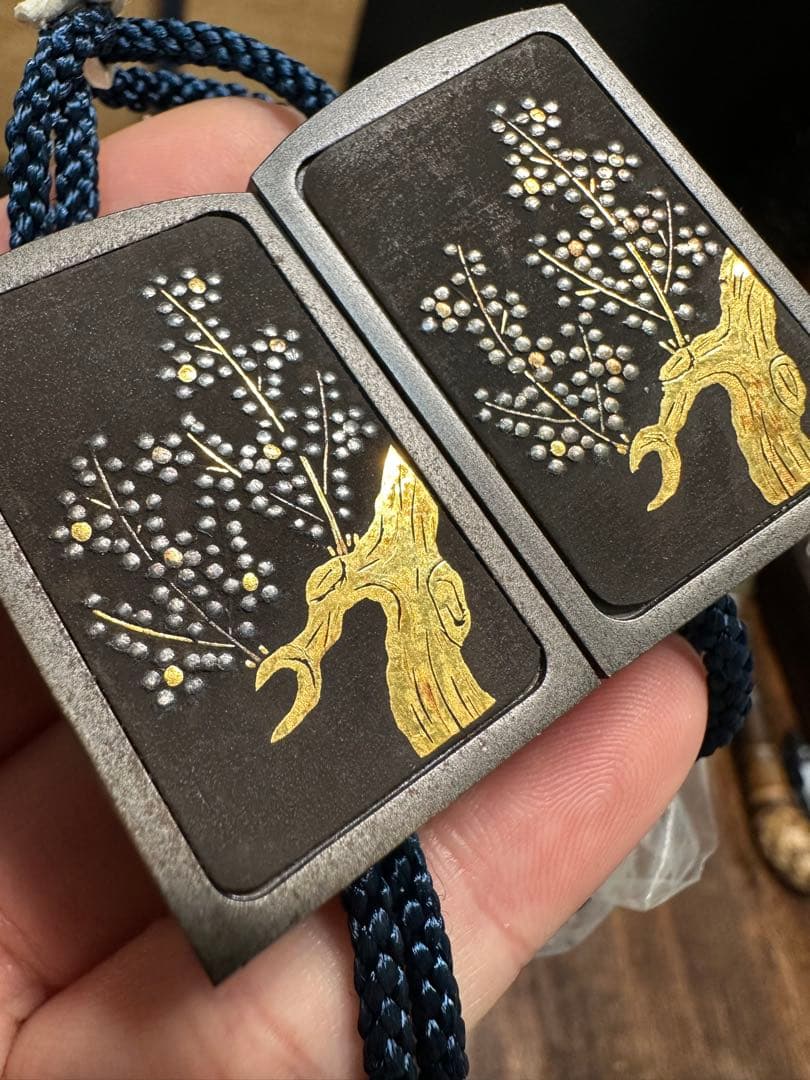 鉄地金象嵌　掛け軸　風鎮　骨董　古美術