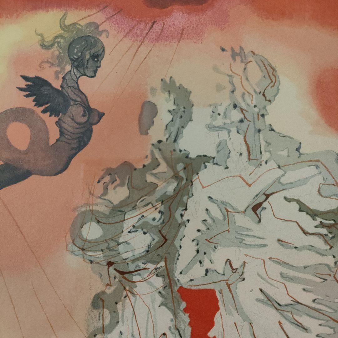 未使用サルバドール ダリ　オリジナル木版画『ダンテ神曲より黒き鬼』1960年制作