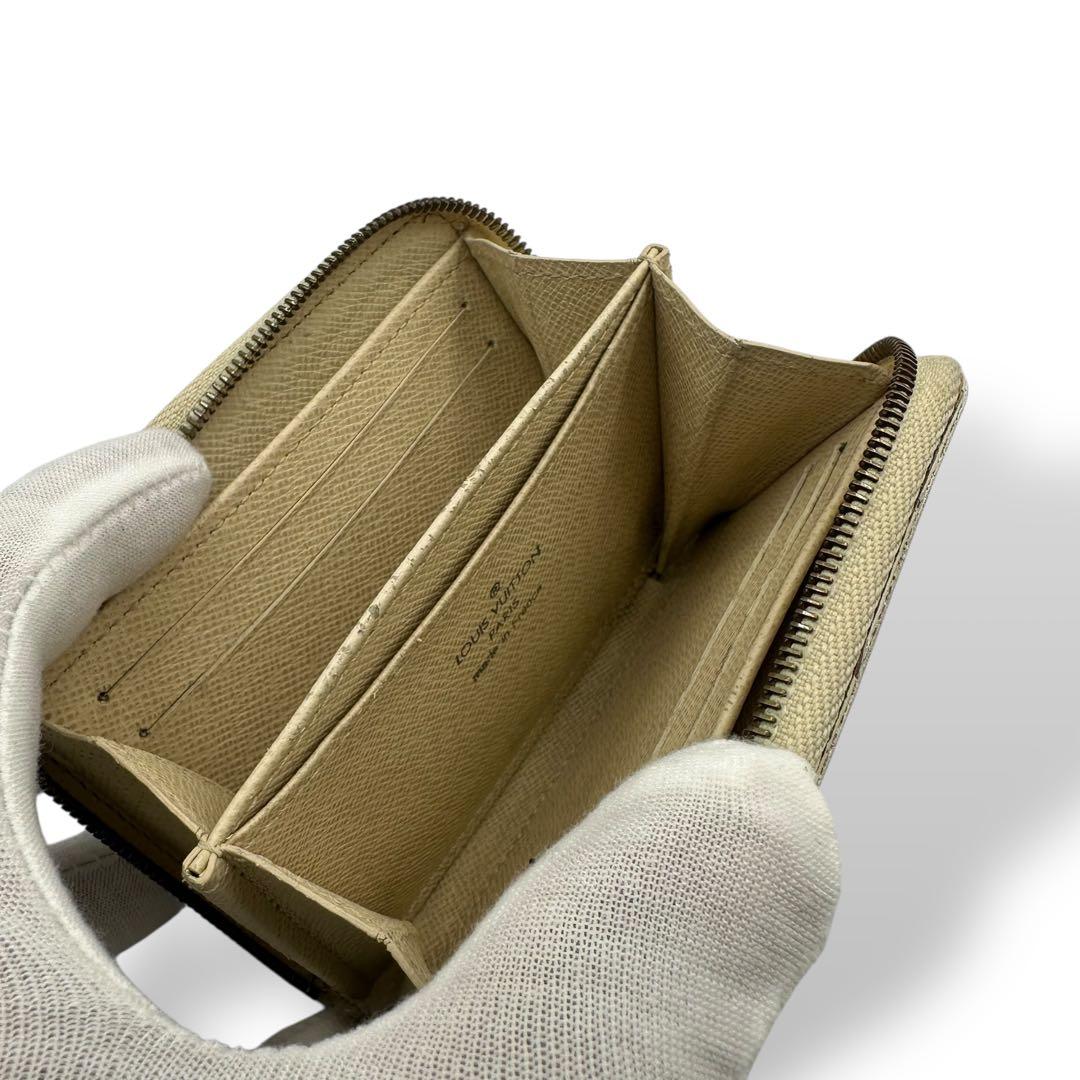 【美品】ルイヴィトン ジッピーパース ダミエ アズール 白 ホワイト