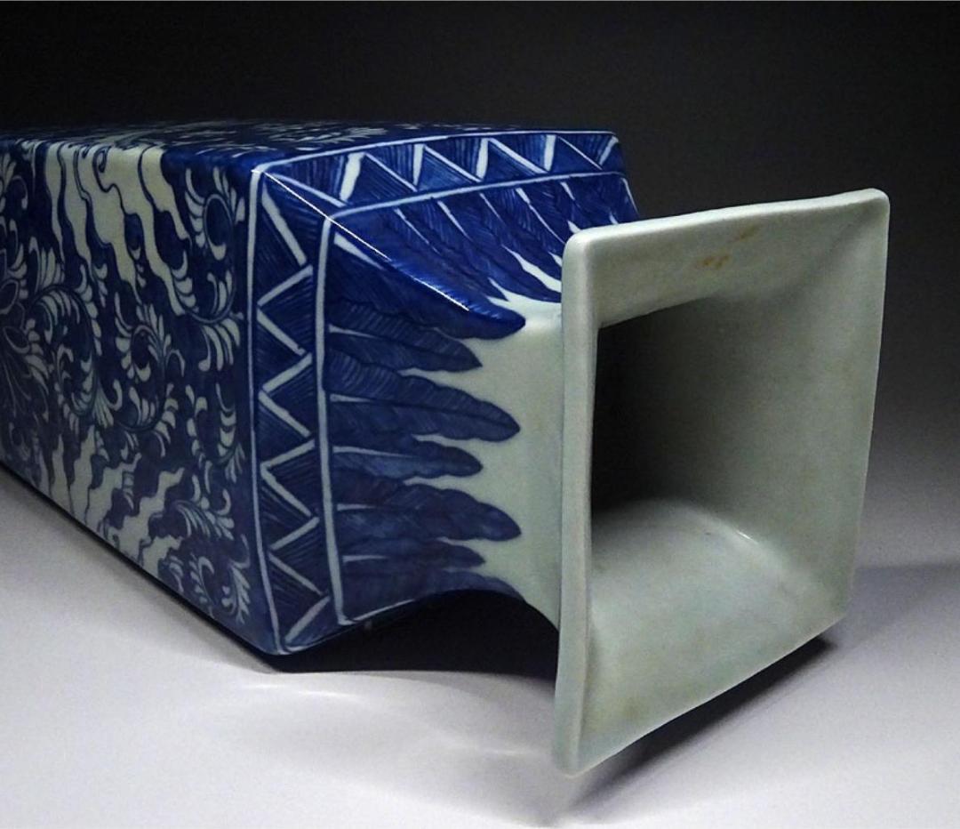 中国古玩 青花 染付鳳凰紋 花瓶 高約34cm 大清光緒年製 唐物 t96563