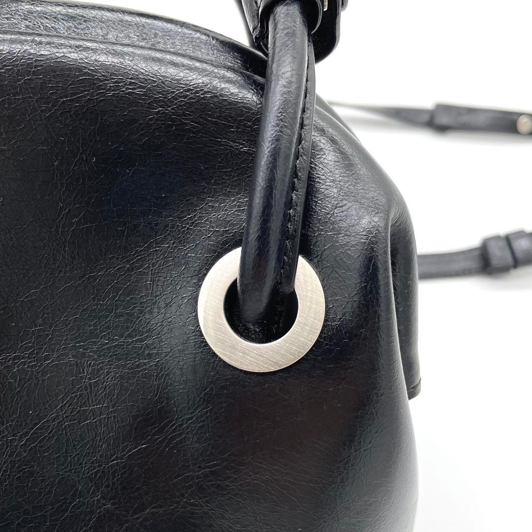 【極美品】OSOI　サークルバッグ　2way ロゴ　シルバー金具　レザー　黒