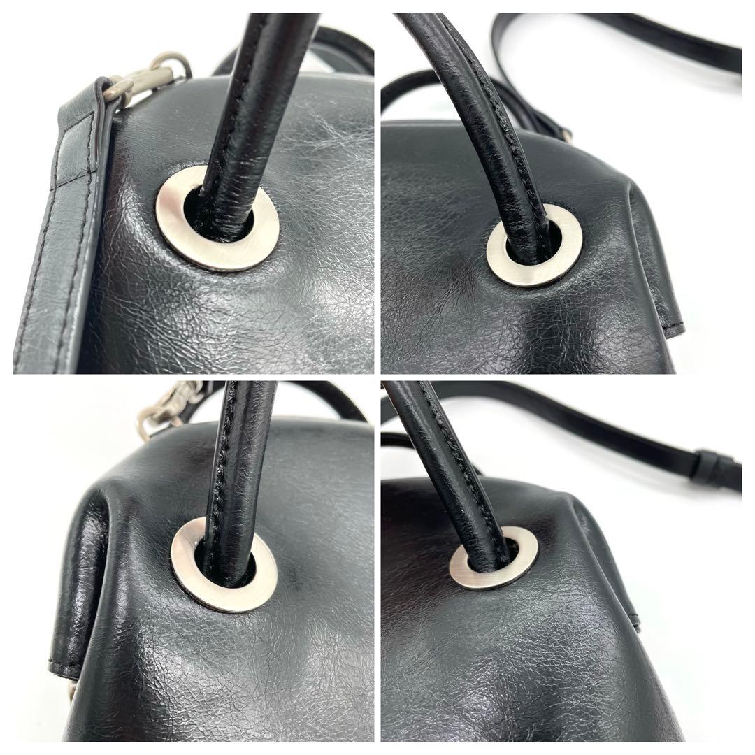 【極美品】OSOI　サークルバッグ　2way ロゴ　シルバー金具　レザー　黒