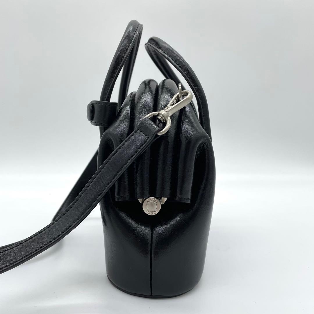【極美品】OSOI　サークルバッグ　2way ロゴ　シルバー金具　レザー　黒