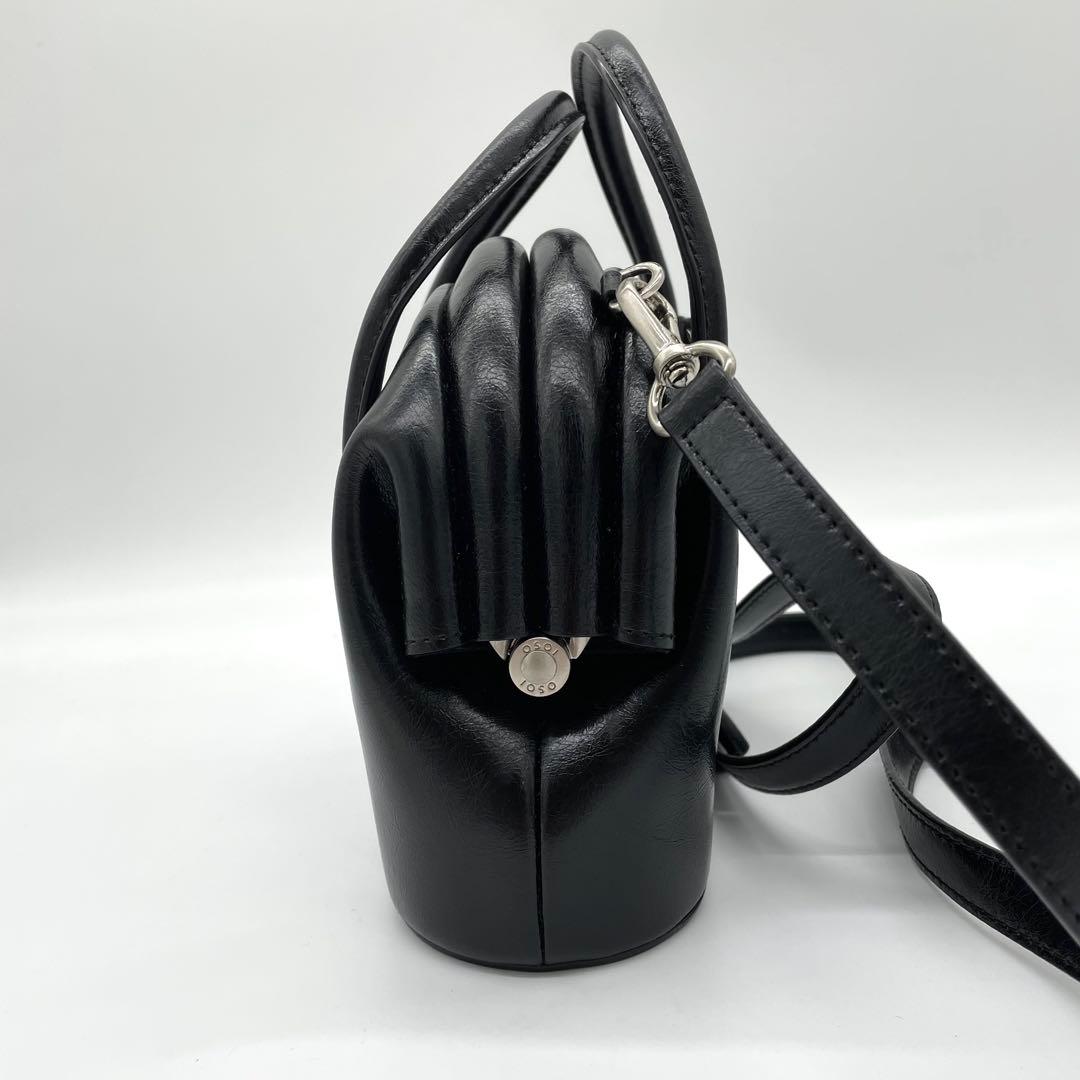 【極美品】OSOI　サークルバッグ　2way ロゴ　シルバー金具　レザー　黒