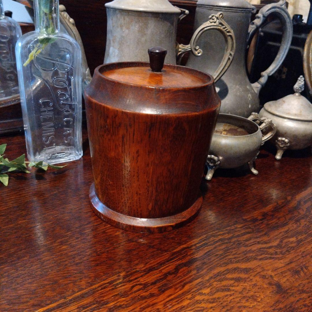 稀少 レア 英国 イギリスアンティーク ティーキャニスター ウォールナット