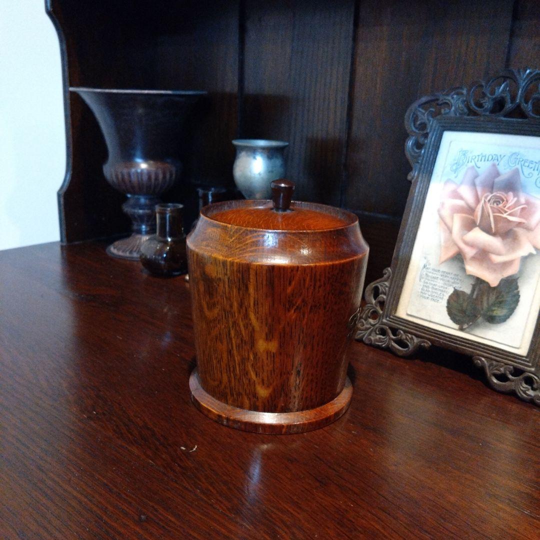 稀少 レア 英国 イギリスアンティーク ティーキャニスター ウォールナット