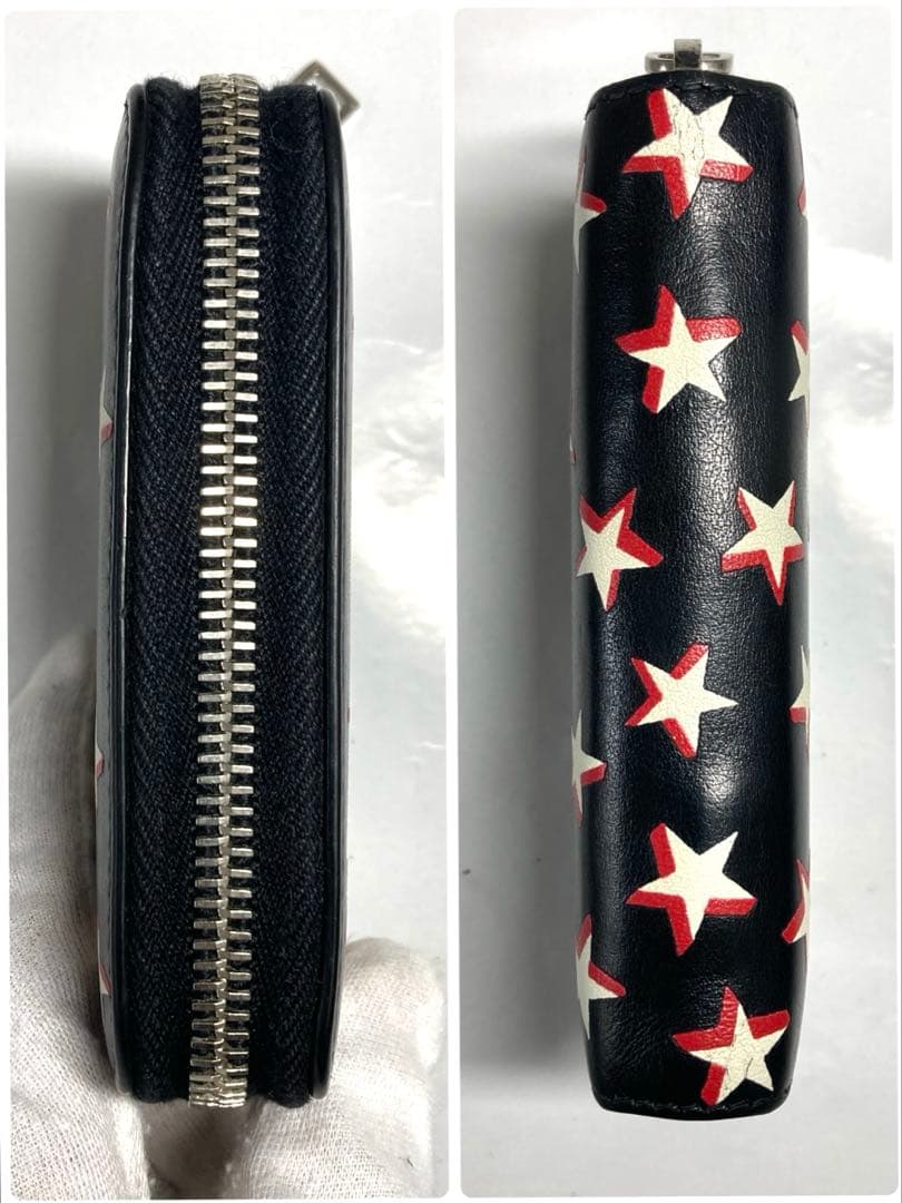 サンローラン　スター　星　レザー　ラウンドファスナー　ケース　カードケース