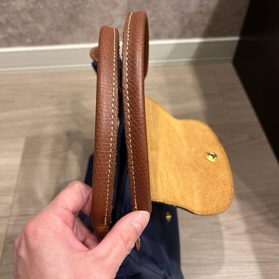 【美品】ロンシャン ル・プリアージュ ハンドバッグ ネイビー Sサイズ