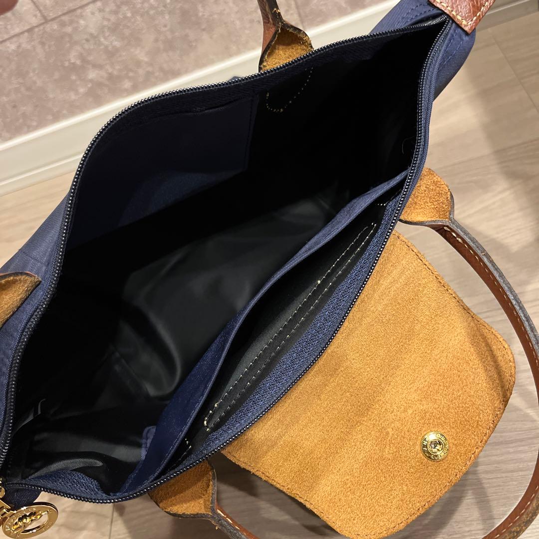 【美品】ロンシャン ル・プリアージュ ハンドバッグ ネイビー Sサイズ