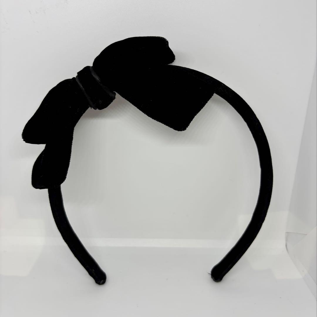 【良品】アレクサンドルドゥパリ カチューシャ リボン ベロア 黒 ヘアアクセ