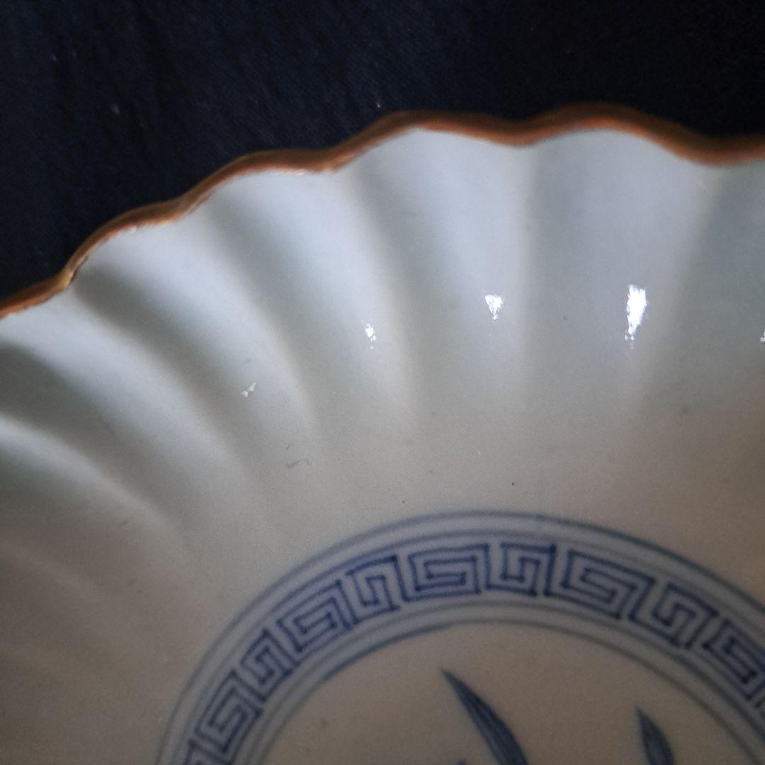 「モダンと素朴さ しのぎ造り！」古伊万里皿(直径13cm) 4客セット 骨董アン