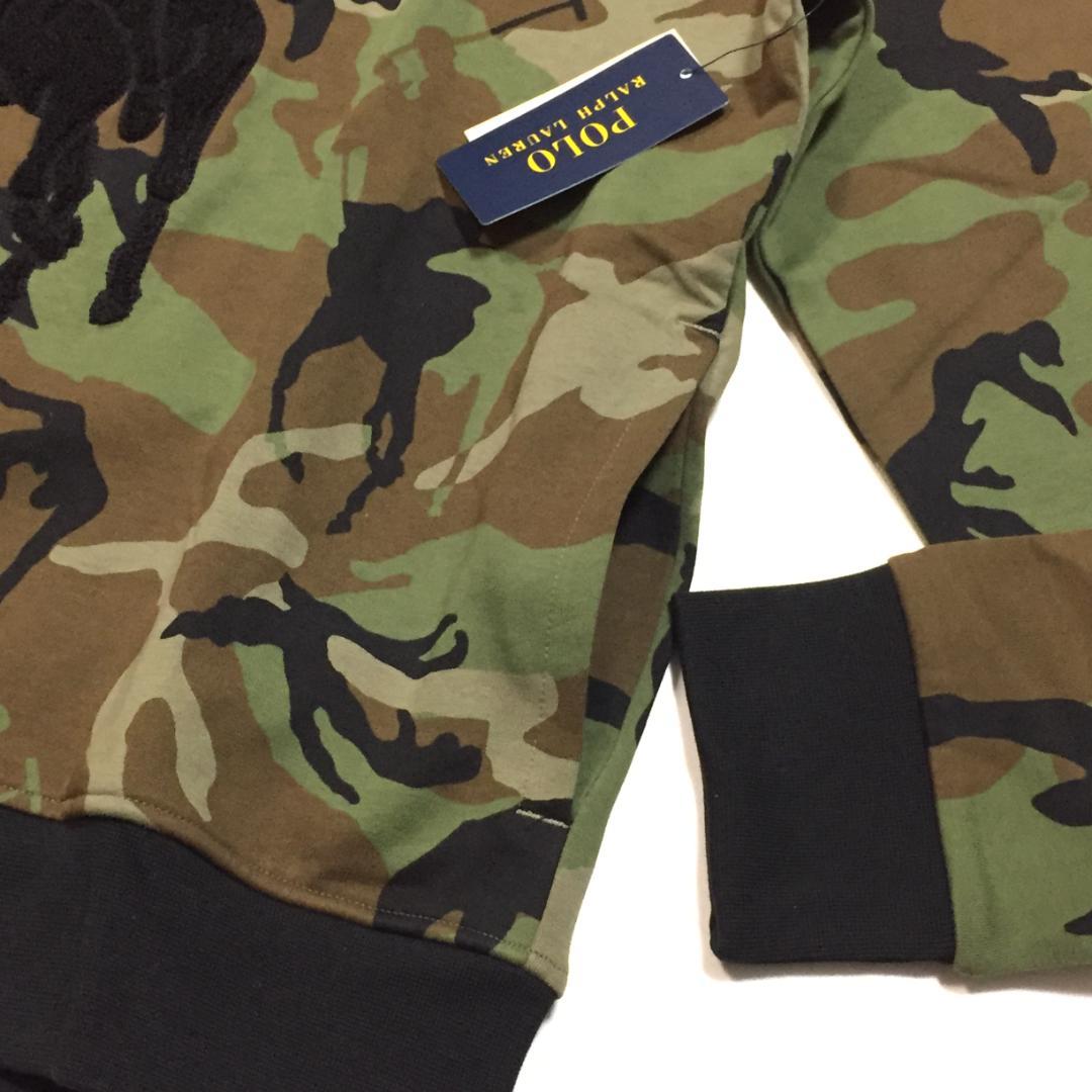 新品正規 Ｍ ポロ ラルフローレン ビッグポニー ダブルニット カモ パーカー