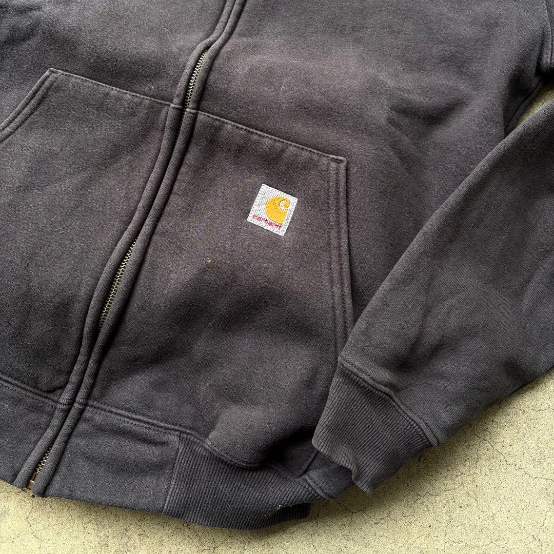 希少 Carhartt ジップアップ パーカー フーディー 短丈 刺繍タグ