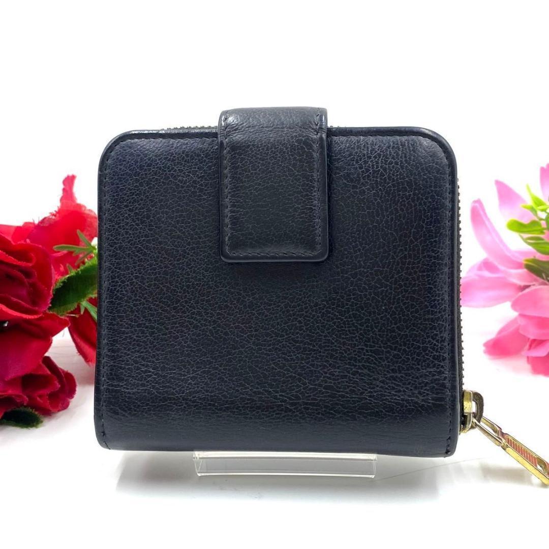 サンローラン◎二つ折り 財布 コンパクトジップ ラウンドファスナー ブラック 黒