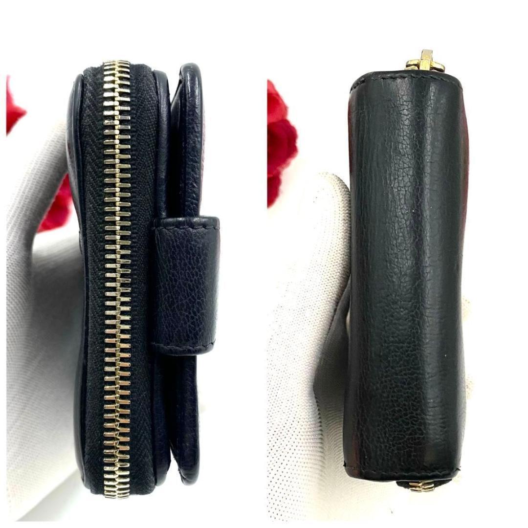 サンローラン◎二つ折り 財布 コンパクトジップ ラウンドファスナー ブラック 黒