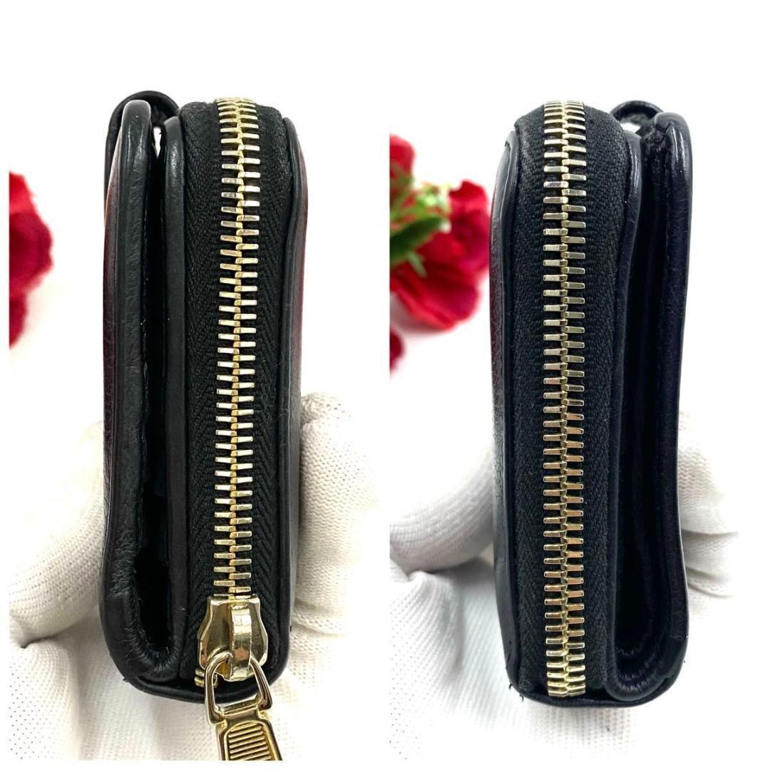 サンローラン◎二つ折り 財布 コンパクトジップ ラウンドファスナー ブラック 黒