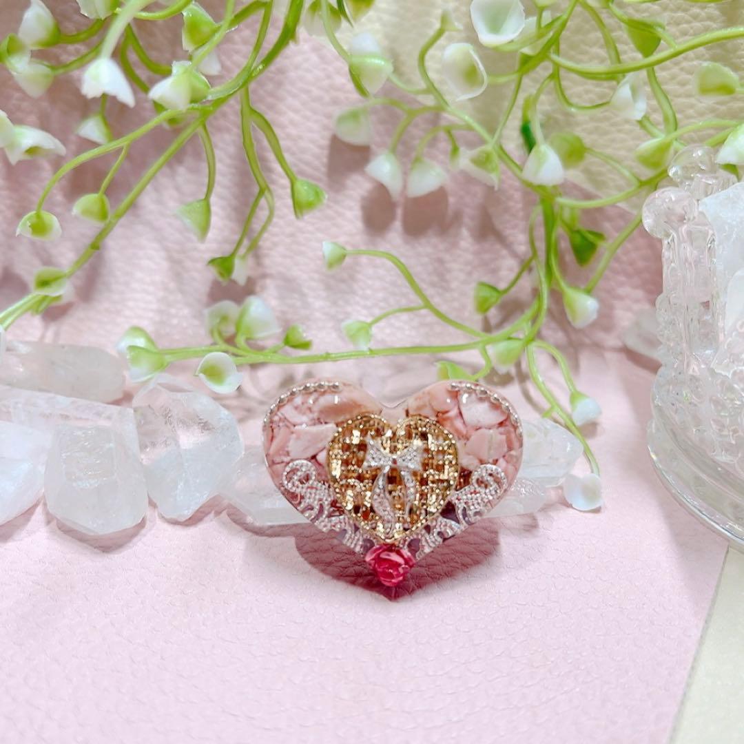 癒しのオルゴナイト❤️ピンクオパール＋アメジストのハート型♡