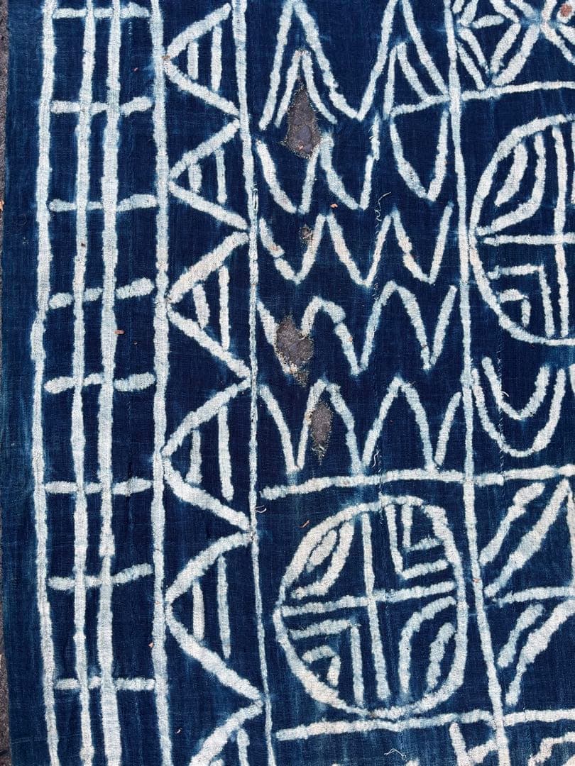 754 アフリカヴィンテージ カメルーン バミレケ族 藍染 ンドップ 古布 希少