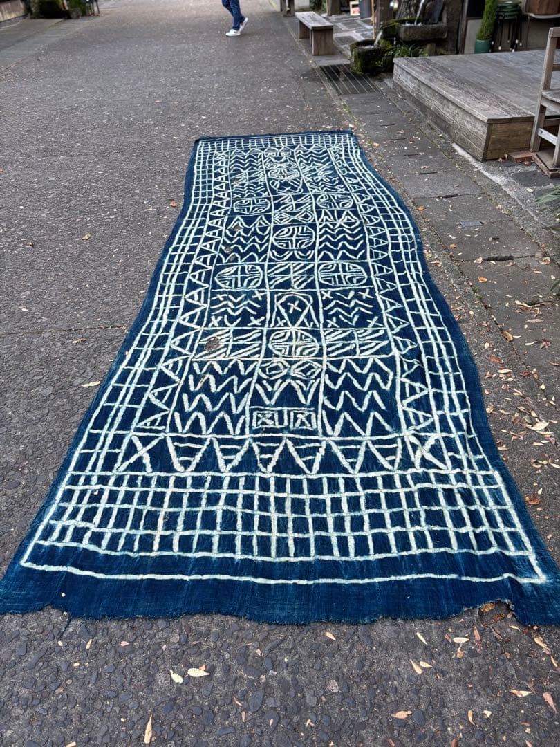 754 アフリカヴィンテージ カメルーン バミレケ族 藍染 ンドップ 古布 希少