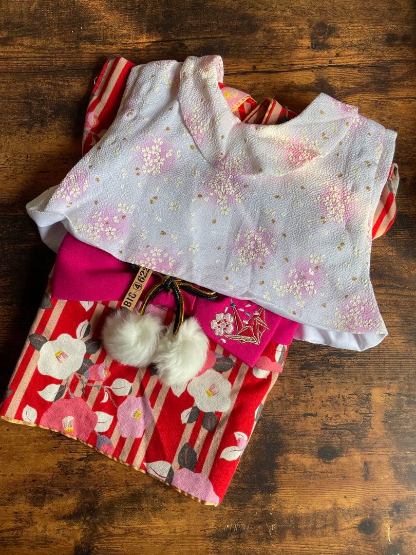 お値下げ　犬服　七五三 お正月　被布＆お着物＆ショールセット　サイズM