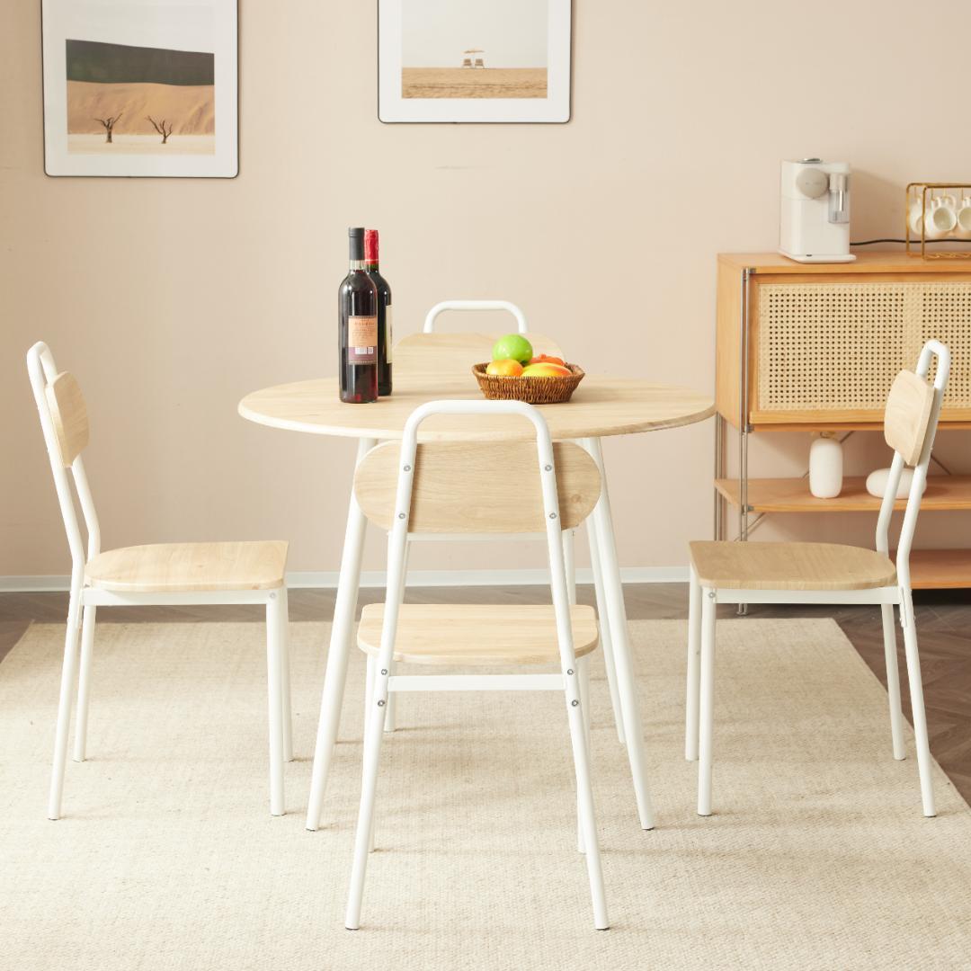 人気再入荷！4人用円型ダイニングテーブル　チェア付きセット食卓　NATURE