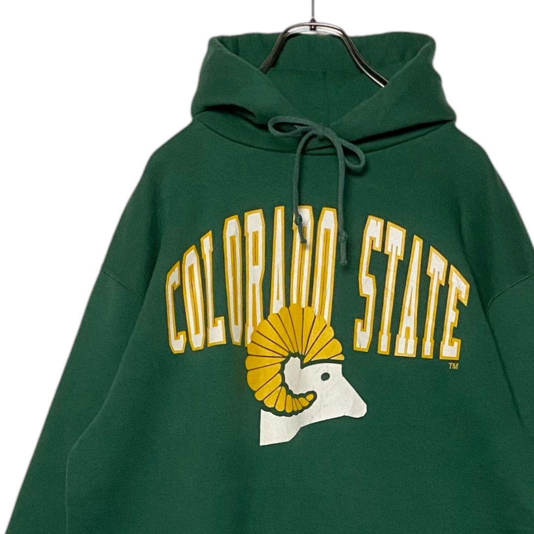 90sヴィンテージ古着USA製 ラッセル カレッジパーカー 緑 XL スウェット