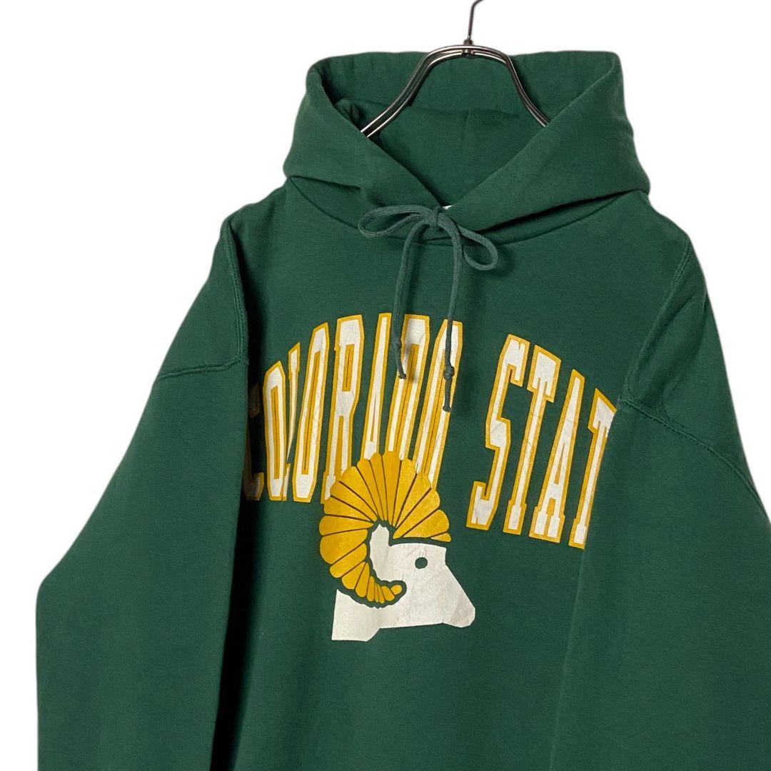 90sヴィンテージ古着USA製 ラッセル カレッジパーカー 緑 XL スウェット