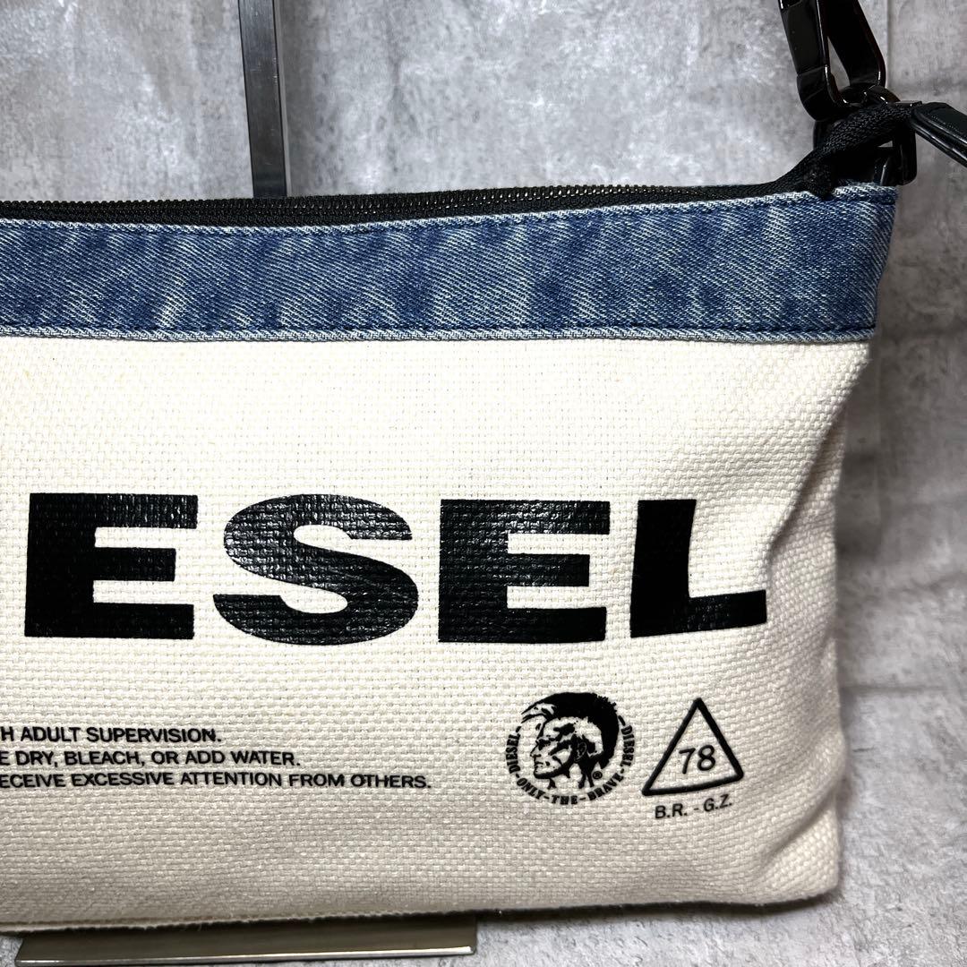 極美品 DIESEL デニム ショルダーバッグ キャンバス ロゴ ジップ y2k