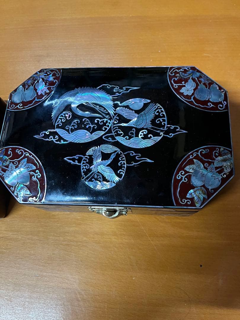 漆器 収納箱セット 花柄と鳥模様　アクセサリーケース　現状品