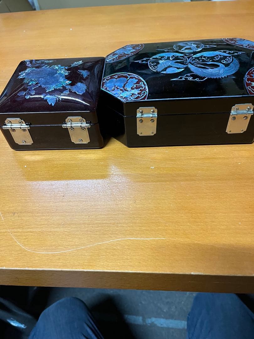 漆器 収納箱セット 花柄と鳥模様　アクセサリーケース　現状品