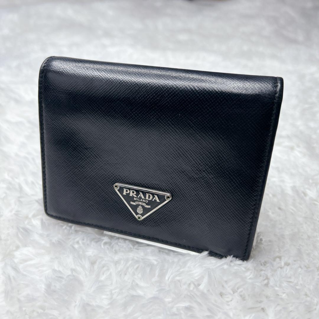 【美品✨️】PRADA プラダ サフィアーノ 三つ折り財布 NERO