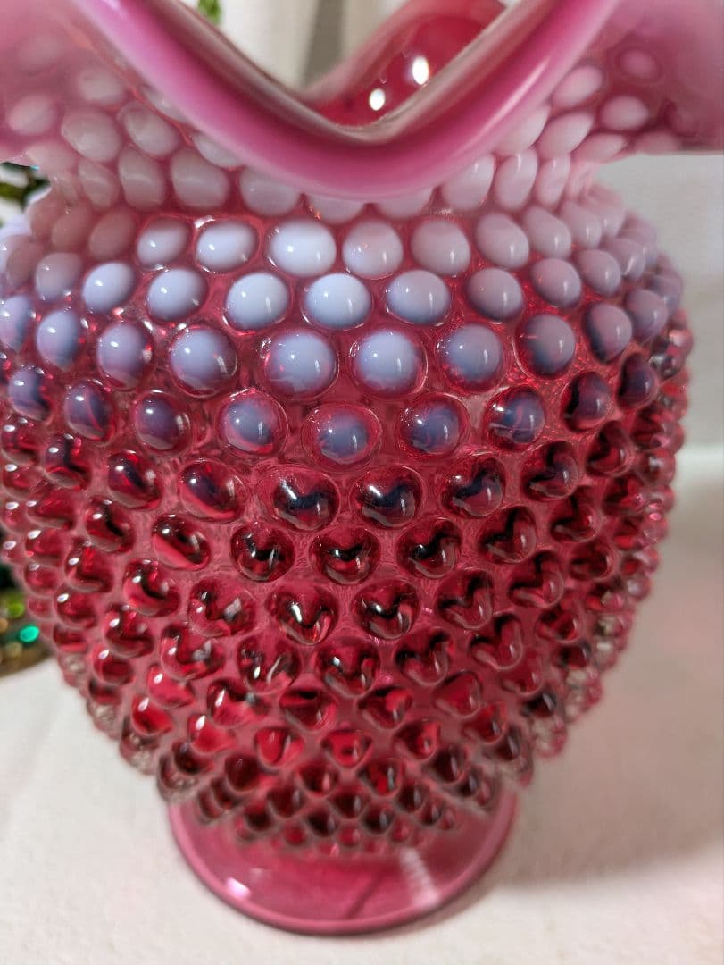 フェントン　クランベリーオパルセント　ホブネイル　フリルエッジ　刻印アリ