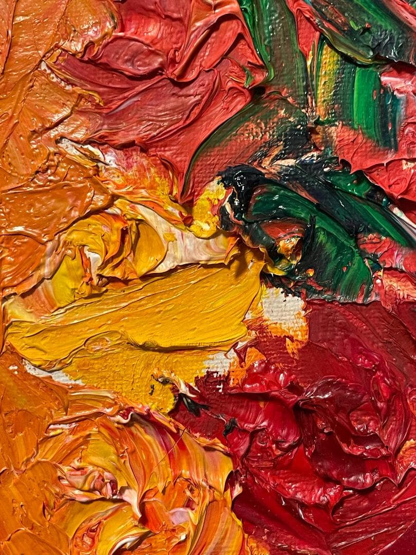 「真作」縄稚輝雄「薔薇」静物画　油彩画　額装　サイン有り　F4号