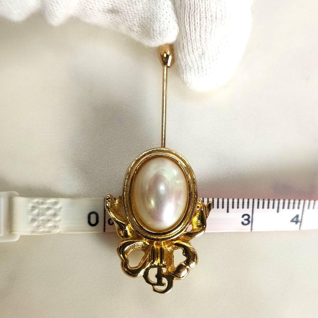 【美品✨】クリスチャンディオール　ピンブローチ　パール CDロゴ ゴールド金具