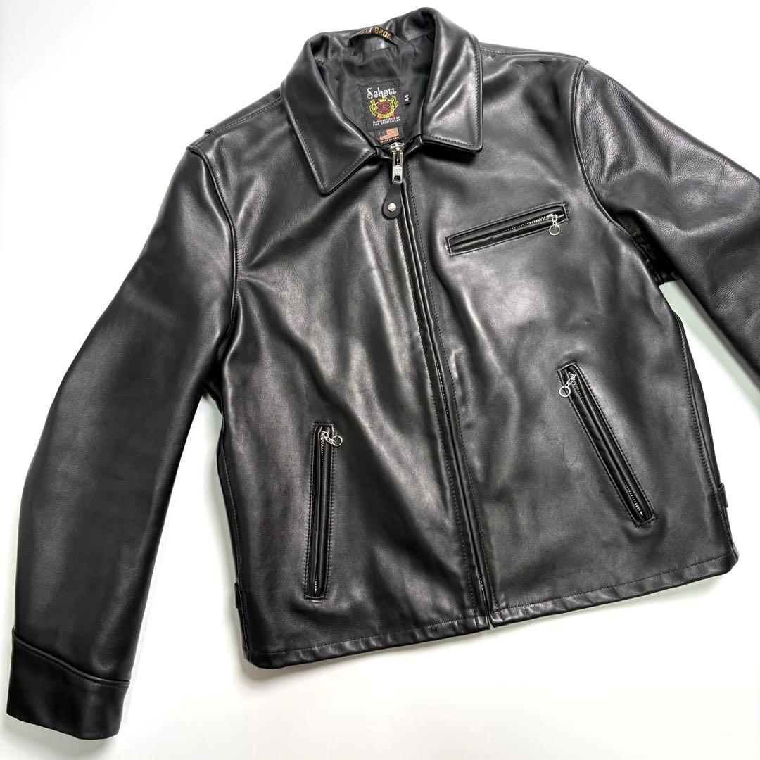 【米国製】SCHOTT レザー ライダースジャケット 黒 44 103US